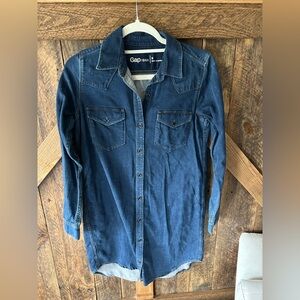 Gap Blue Denim Shirt Dress